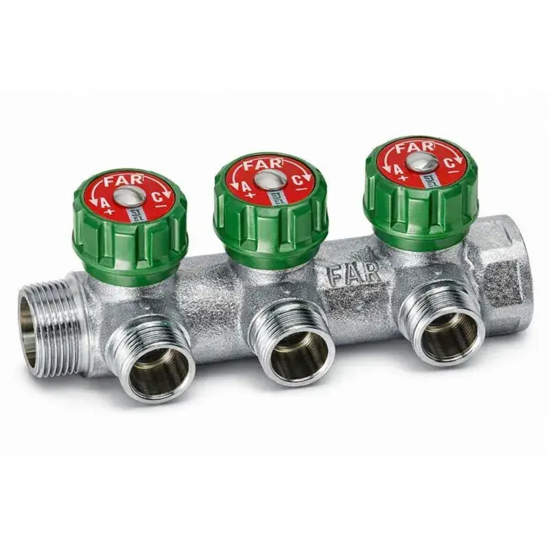 Modularer Verteiler verchromt mit 3 Anschlüssen Eurokonus FAR 3822 Saldi