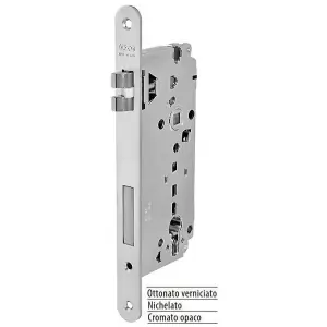 Serratura AGB modello SICUREZZA SL destro con foro cilindro entrata 50mm frontale 22x238mm bordo tondo per porta in acciaio finitura cromato opaco Occasione