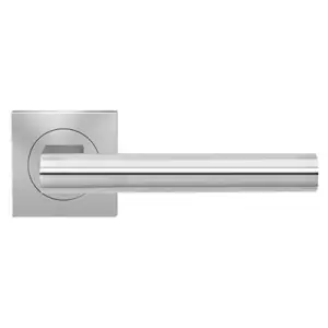 Maniglia KARCHER DESIGN modello MADEIRA per porta interna su rosetta e bocchetta quadrata con nottolino wc in acciaio inox satinato Ultimissimo Modello