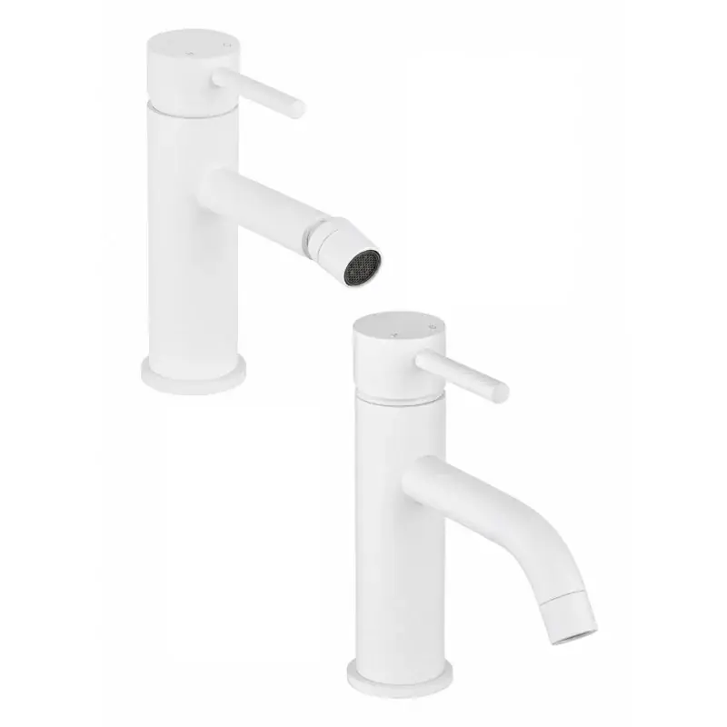 Professionale Badezimmer-Set in matt weiß, komplett mit Waschbecken und Bidet Pollini Jessy KITJES1BO