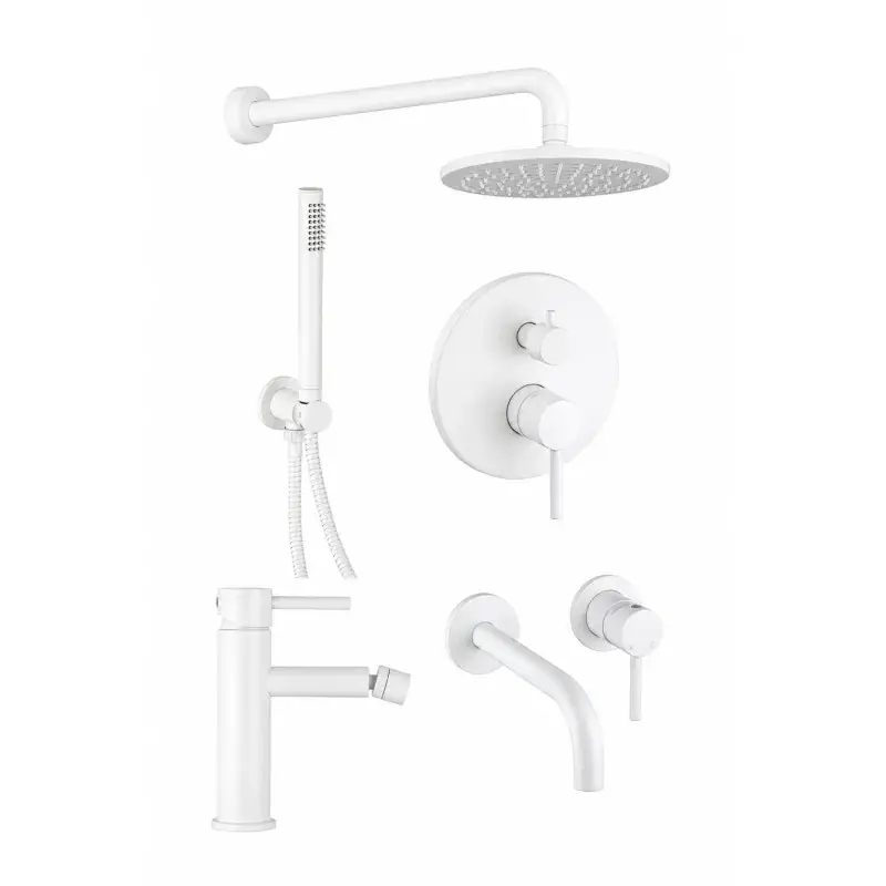 Komplettes Badmischer-Set in matt weiß Pollini Jessy KITJES3BO Spedizione Espresso