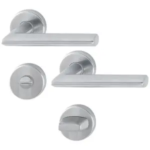 Maniglia HOPPE modello STOCKHOLM per porta interna su rosetta e bocchetta con nottolino wc in acciaio inox satinato Prezzo Di Fabbrica