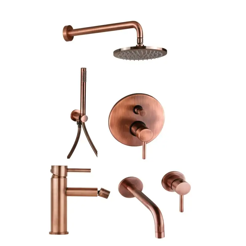 Komplettes Badezimmer-Mischbatterie-Set in Kupferfarbe Pollini Jessy KITJES3RA Offerta Limitata