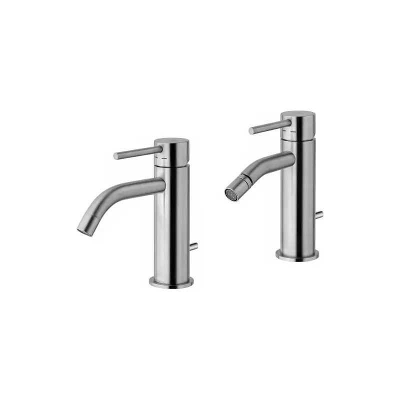 Prezzo Conveniente Waschtisch- und Bidetmischer-Set mit Ablaufgarnitur in Stahloptik Paffoni Light KITLIG2ST