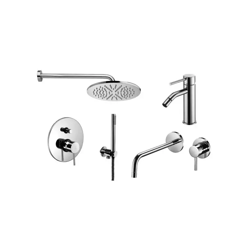 Più Venduto Wandmontiertes Waschbecken-Mischbatterie-Set, Bidet und chromfarbenes Duschset Paffoni Light KITLIG8CR