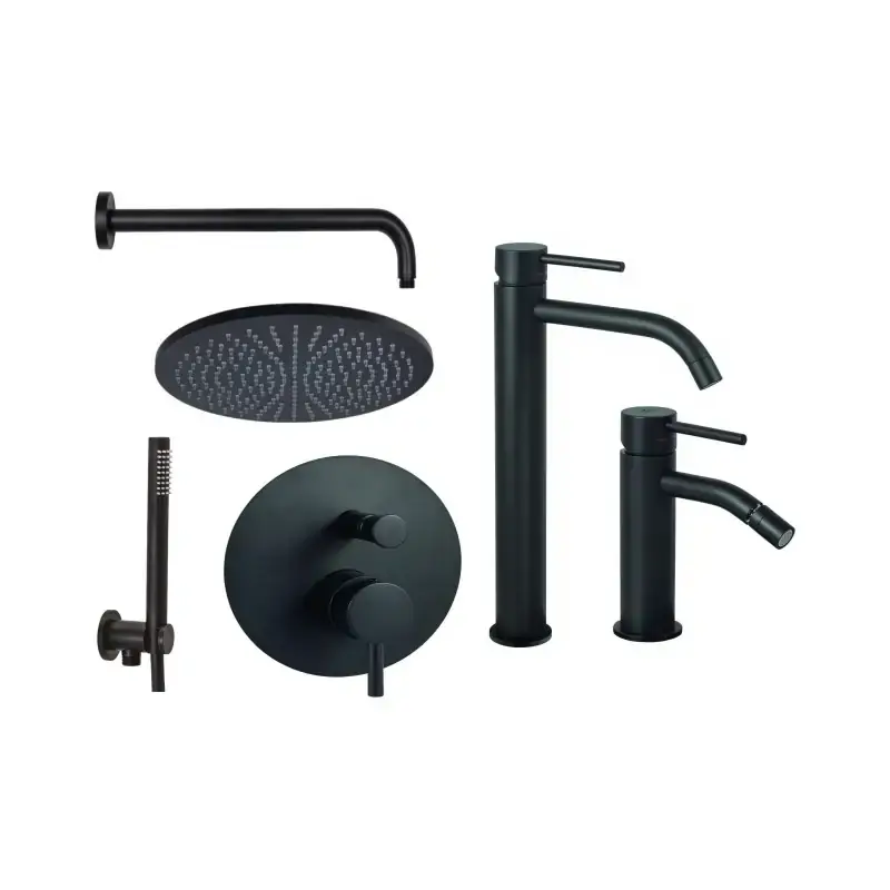 Hochwaschbecken-Mischbatterie-Set, Bidet- und Duschset in Mattschwarz Paffoni Light KITLIG7NO Prezzo Ridotto