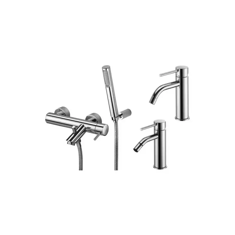 Subito Disponibile Chromfarbenes Waschbecken-, Bidet- und Badewannenmischer-Set Paffoni Light KITLIG9CR