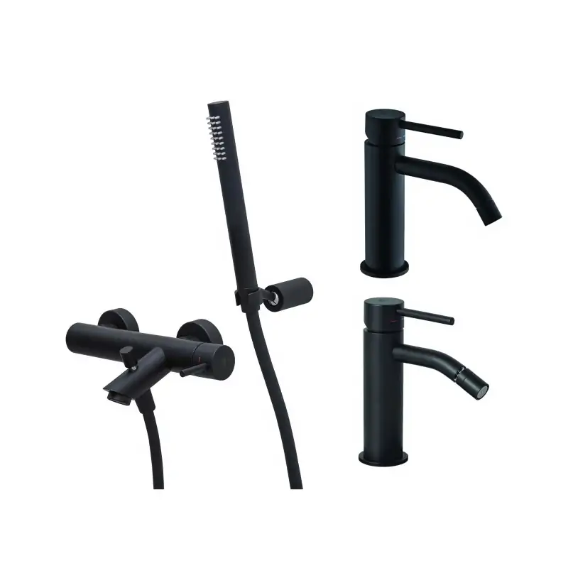 Ordina Subito Mattschwarzes Waschbecken-, Bidet- und Badewannenmischer-Set Paffoni Light KITLIG9NO