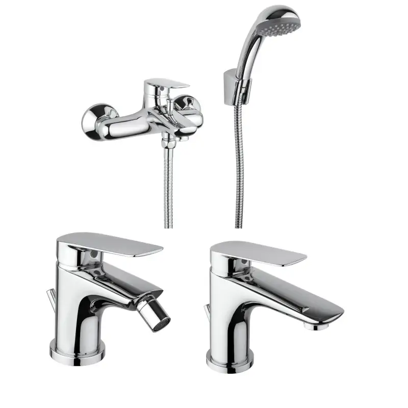 Spedizione Espresso Badezimmer-Armaturenpaket komplett mit Bidetmischer, Waschbecken und Badewanne Piralla Lago KITLAGO5CR