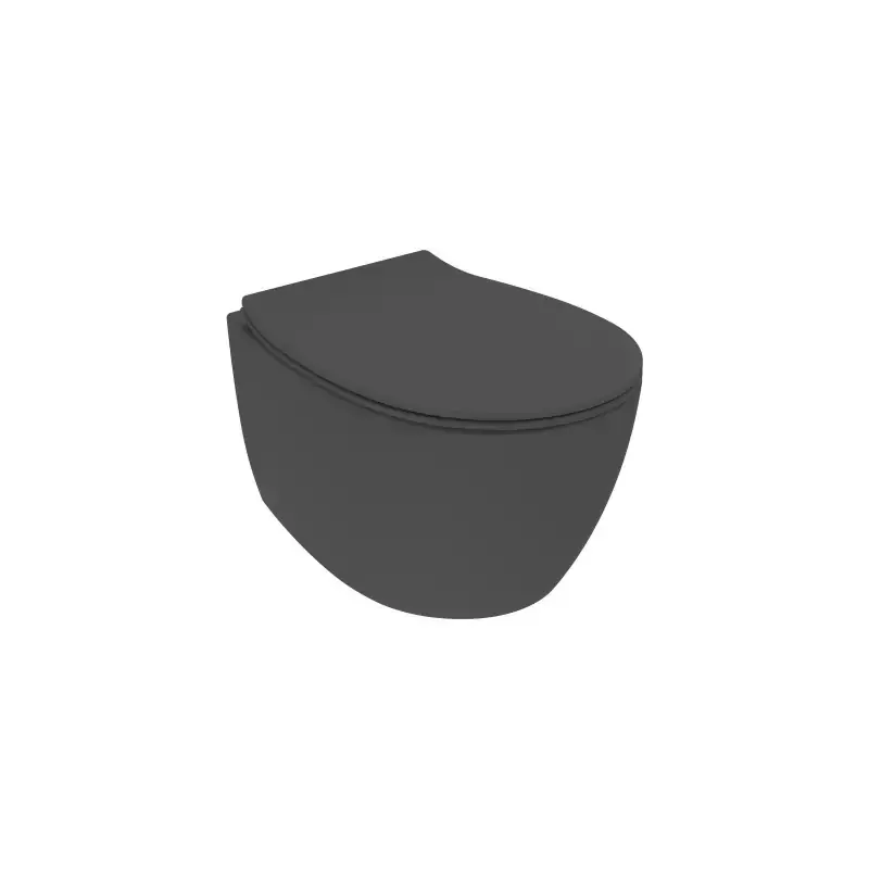 Mattschwarze Wandtoilette mit Sitz und einer Tiefe von 51 cm mit SoftClose-Toilettensitz Ercos Kite KITBCKTEKVASO0001 Prezzo Basso