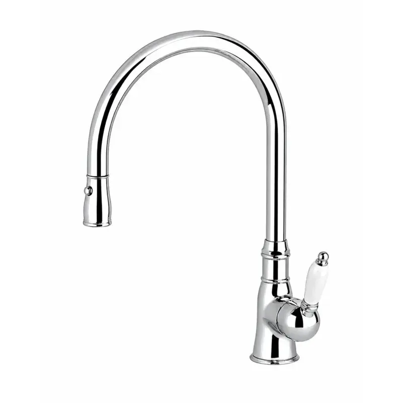 Küchenspülenmischer im Retro-Stil mit ausziehbarer Dusche aus verchromtem Messing Gattoni ORTA 0240/PCC0 Compra Adesso