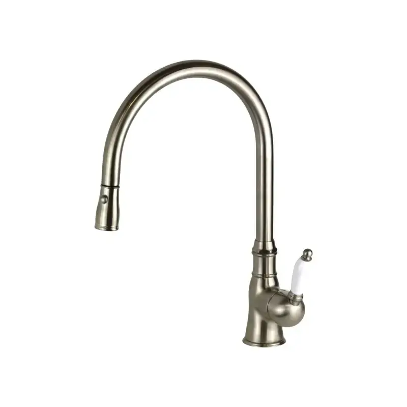 Offerta Lampo Küchenspülenmischer mit hohem Auslauf und ausziehbarer Brause in der Farbe gebürstetes Nickel Gattoni Orta 0240/PCNS