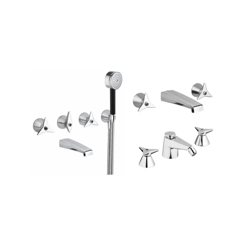 Wandmontiertes Waschbecken- und Bidetmischer-Set mit 3 Löchern und Wannenmischer, Chromfarbe Mamoli Gio Ponti KITGIO110 Occasione Imperdibile
