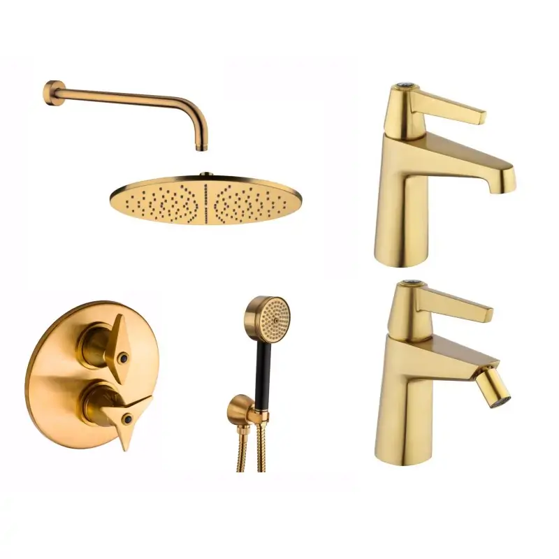 Single hole sink and bidet mixer set with shower kit in brushed brass color Mamoli Gio Ponti KITGIOG11 Super Prezzo