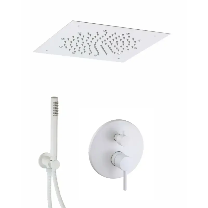 Duschset in der Farbe Matt Weiß mit Deckenduschkopf Pollini Jessy C420145255BO Occasione Imperdibile