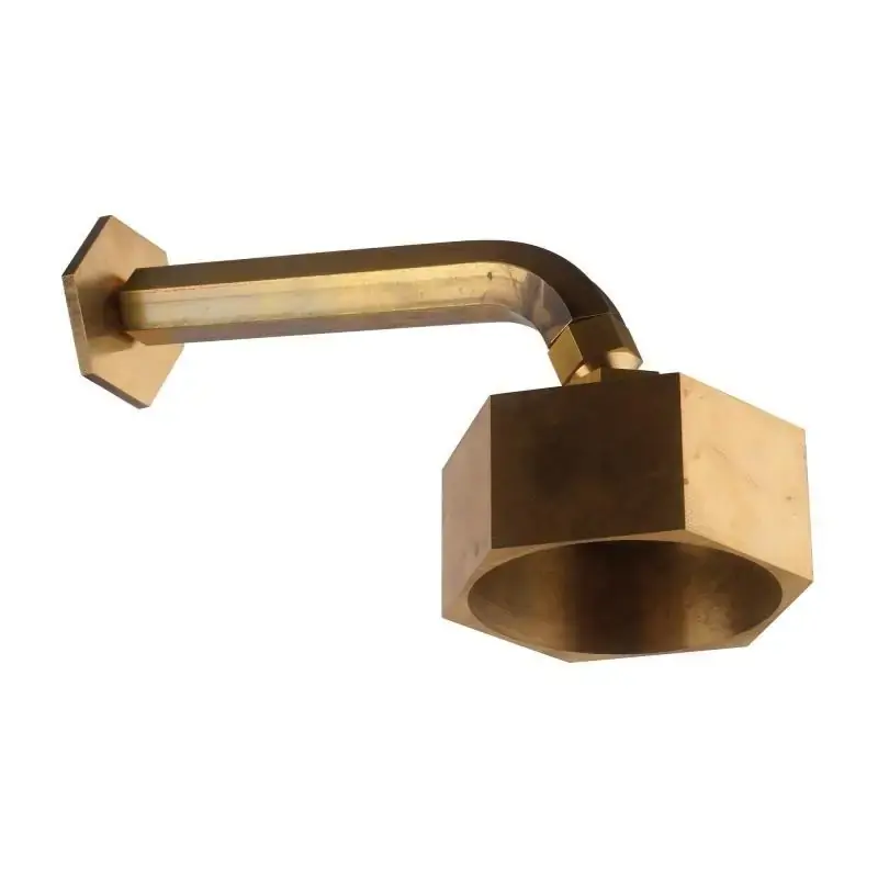 Duschkopf und Arm aus Naturmessing, sechseckig, Modell Mamoli Hexagonal 000008260027 Reso Gratuito