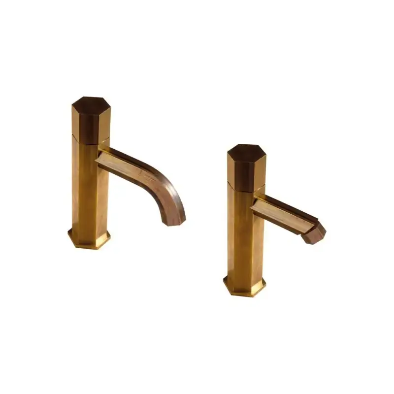 Einloch-Waschbecken- und Bidetmischer-Set aus sechseckigem Naturmessing, Modell Mamoli Hexagonal KITHEX4 Subito Disponibile