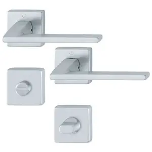 Maniglia HOPPE modello BERGAMO per porta interna su rosetta e bocchetta con foro nottolino wc in ottone cromo satinato Sconto