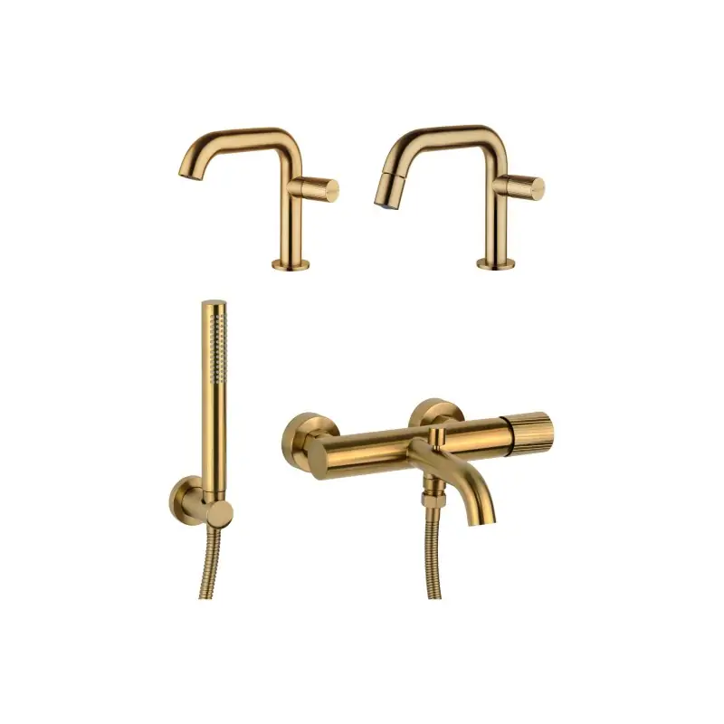 Bestseller Einhebel-Waschtisch-, Bidet- und Badewannenmischer-Set in der Farbe gebürstetes Messing Mamoli Tuttodunpezzo KITTDPG6