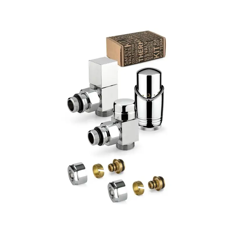 Satz thermostatischer Einrichtungsventile, Chromfarbe, quadratisches Modell für Mehrschichtrohr APM 107KC 015 M 16 12 Ultimissimo Modello