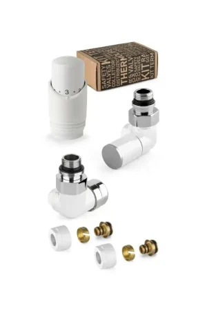 Esclusivo Dekoratives Ventilset in Weiß und Chrom mit Thermostatventil links APM 130KB 015 M 16 12