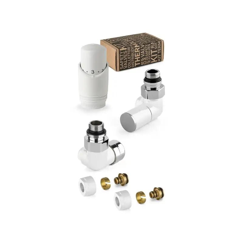 Esclusivo Dekoratives Ventilset in Weiß und Chrom mit Thermostatventil links APM 130KB 015 M 16 12