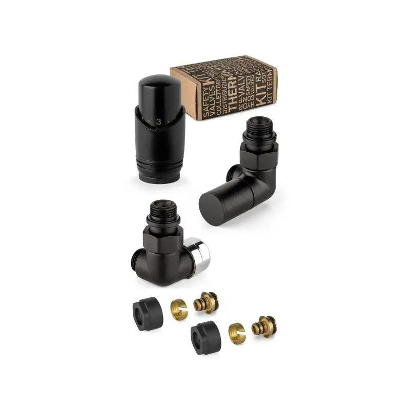 Dekoratives Ventilset in Schwarz und Chrom mit Thermostatventil rechts APM 135KNN 015 R 12 Subito Disponibile