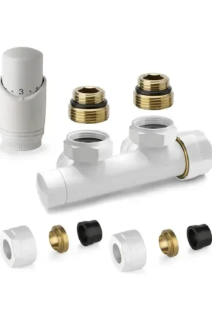 Weißes thermostatisches quadratisches H-Ventilset mit Adapter für Kupferrohre APM 343KB 015 R 12 Bestseller