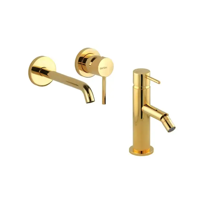 Popolare Wand-Waschtisch- und Bidetmischer-Set in Goldfarbe Gattoni Easy KITEASYDO3