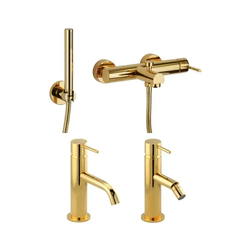 Consegna Rapida Waschtischmischerset, Bidetmischer und Badewannenset in Goldfarbe Gattoni Easy KITEASYDO7