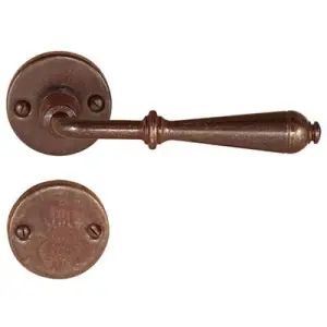 Maniglia UTENSIL LEGNO modello FM311 con molla per porta interna su su rosetta e bocchetta con foro normale in ferro RUGGINE Solo Oggi