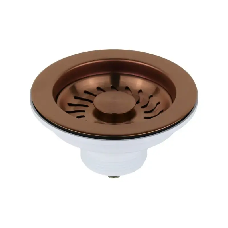 Popolare Universeller Korbablauf für Küchenspüle Ø 114 mm PVD gebürstetes Kupfer L.B. Plast Fasolo 550-46-RFSS-VAN