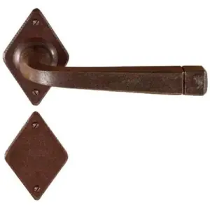 Prezzo Conveniente Maniglia UTENSIL LEGNO modello FM044 con molla per porta interna su su rosetta e bocchetta con foro yale in ferro ruggine