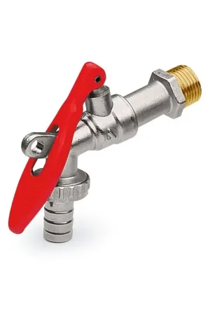 1/2"-Anschlusskugelhahn mit rot gezogenem „Vorhängeschloss“-Hebel und Schlauchanschluss APM 2080 015 Sconto