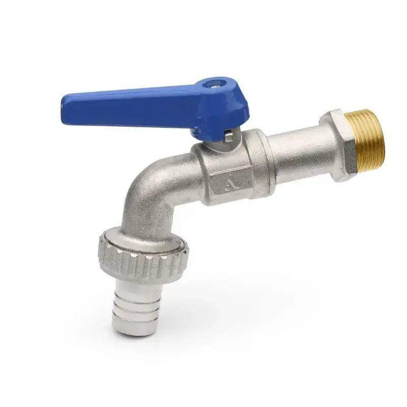 Spedizione Espresso Kugelhahn mit Schlauchhalter, schwere Ausführung, blauer Aluminiumhebel 1/2" APM 2090B 015