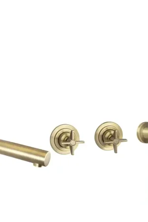 Badewannenset mit mechanischem 2-Wege-Mischer in der Farbe gebürstetes Messing Deante Temisto BQT_M18P Promo Stagionale