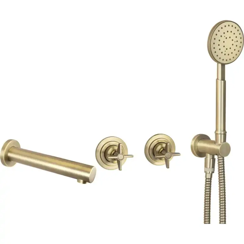 Badewannenset mit mechanischem 2-Wege-Mischer in der Farbe gebürstetes Messing Deante Temisto BQT_M18P Promo Stagionale