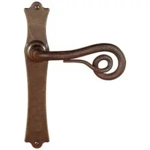 Spedito Oggi Maniglia UTENSIL LEGNO modello FM370 con molla per porta interna su placca con foro normale in ferro ruggine