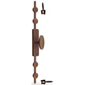 Economico Cremonese UTENSIL LEGNO modello FM013 per serramento su placca completa di accessori in ferro ruggine