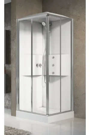 Affare Multifunktions-Eckduschkabine 80 x 80 Hydromassage-Version mit 2 Schiebetüren Novellini Media 2.0 A ME2A80T1F-1AB