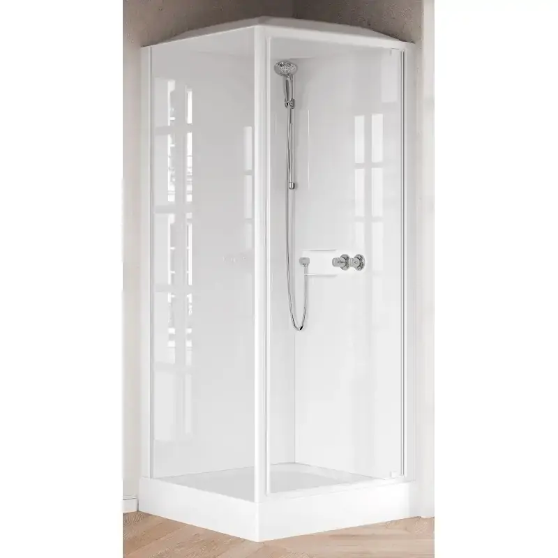 Solo Oggi Duschkabine 90 x 90 Öffnung mit 1 Flügeltür und 1 seitlichen festen Tür Novellini Media Glass GF MEGGF90MF-1AA