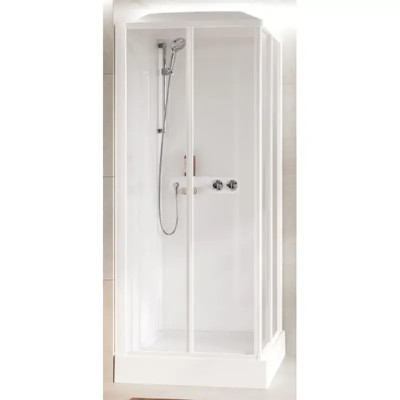 Economico Duschkabine 100 x 80 mit Öffnung, 2 Schiebetüren und 2 festen Türen Novellini Media Glass A MEGA100MF-1AA