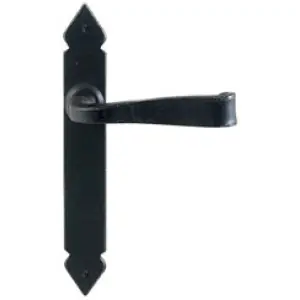 Esclusivo Maniglia UTENSIL LEGNO modello FM375 con molla per porta interna su placca con foro yale in ferro nero italiano