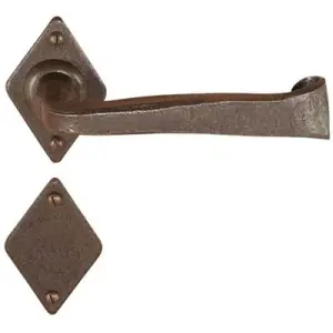 Maniglia UTENSIL LEGNO modello FM376 con molla per porta interna su su rosetta e bocchetta con foro yale in ferro ruggine Sconto