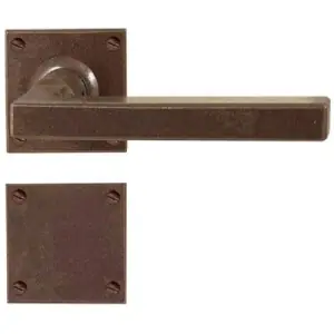 Professionale Maniglia UTENSIL LEGNO modello FM364 con molla per porta interna su su rosetta e bocchetta con foro normale in ferro ruggine