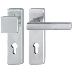 Maniglia HOPPE modello DALLAS per porta interna tagliafuoco su placca con foro yale e pomolo in acciaio inox satinato Subito Disponibile