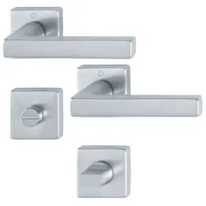 Offerta Lampo Maniglia HOPPE modello DALLAS per porta interna su rosetta e bocchetta con nottolino wc in ottone cromo satinato