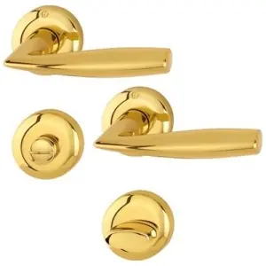 Offerta Limitata Maniglia HOPPE modello VITORIA per porta interna su rosetta e bocchetta con nottolino wc in ottone lucido