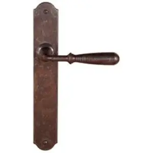 Maniglia UTENSIL LEGNO modello FM030 con molla per porta interna su placca con foro normale in ferro ruggine Pagamento Sicuro