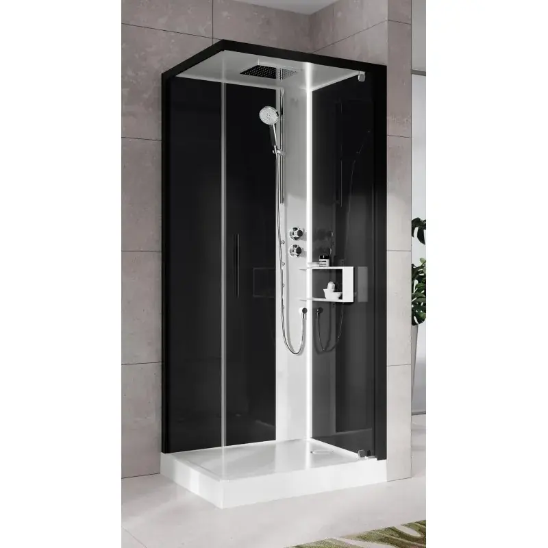 Solo Oggi Duschkabine 80 x 80 rechte Version mit Hydromassage-Öffnung 1 Flügeltür Novellini Glax 2 G+F G22GF80DT1-1UH